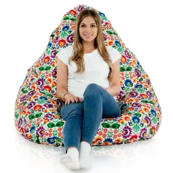 Pouf avec Dossier XXL Drop - Tissu Imprimé Premium – vue 60