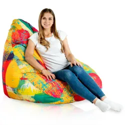 Pouf avec Dossier XXL Drop - Tissu Imprimé Premium – vue 40