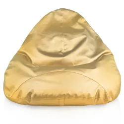 Pouf Poltrona Goccia XXL, idéal pour le salon, en simili-cuir doré