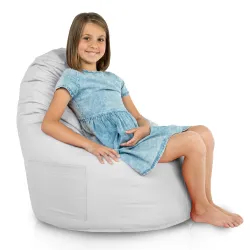 Pouf poire blanc Porto, durable pour rassemblements et fêtes en extérieur