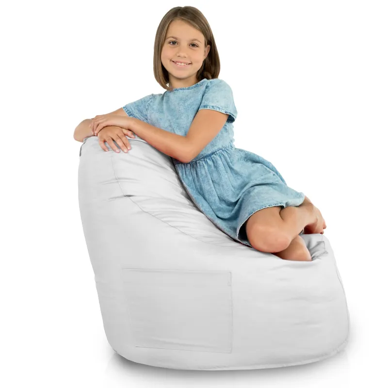Pouf poire blanc Porto, polyvalent pour les chambres d'enfants et le plaisir en extérieur