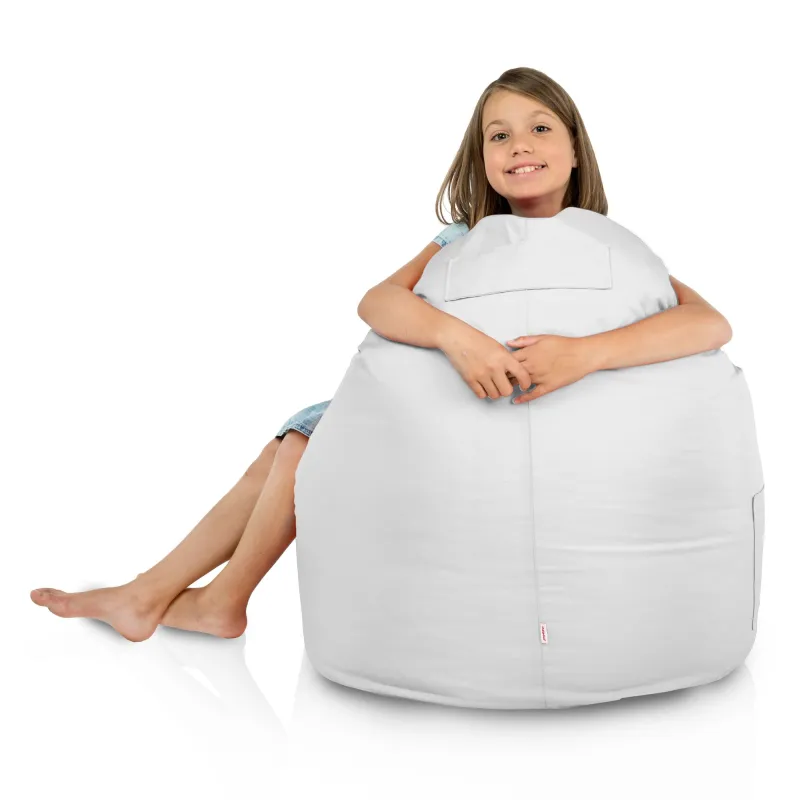 Pouf poire blanc Porto, léger pour une mobilité facile en extérieur