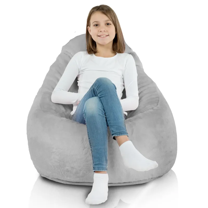 Fauteuil Pouf Siège de Sol Smart Porto - Fausse Fourrure Yeti – vue 3