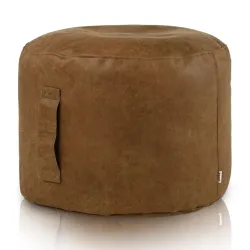 Pouf Rond Cylindre - Cuir Naturel Premium