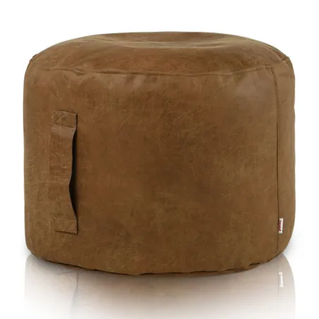 Pouf Rond Cylindre - Cuir Naturel Premium