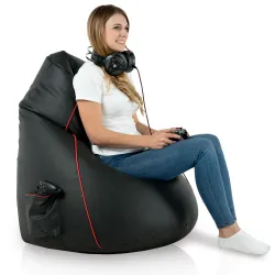 Pouf noir polyvalent adapté aux salons et aux espaces de jeu
