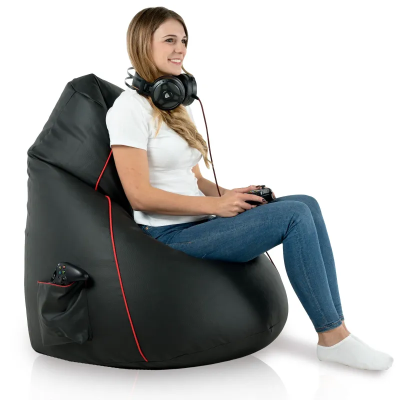 Pouf noir polyvalent adapté aux salons et aux espaces de jeu