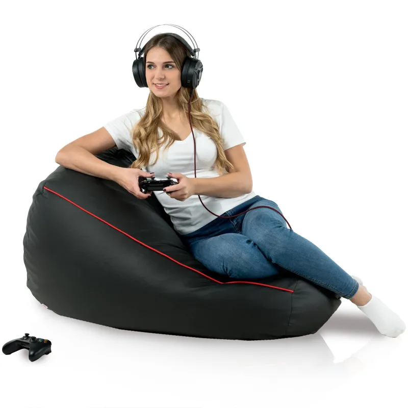 Pouf noir durable, idéal pour les salles de jeux pour enfants et les setups de gaming