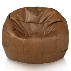 Marron Fauteuil Poire Pouf De Football - Cuir Naturel Premium – vue 2