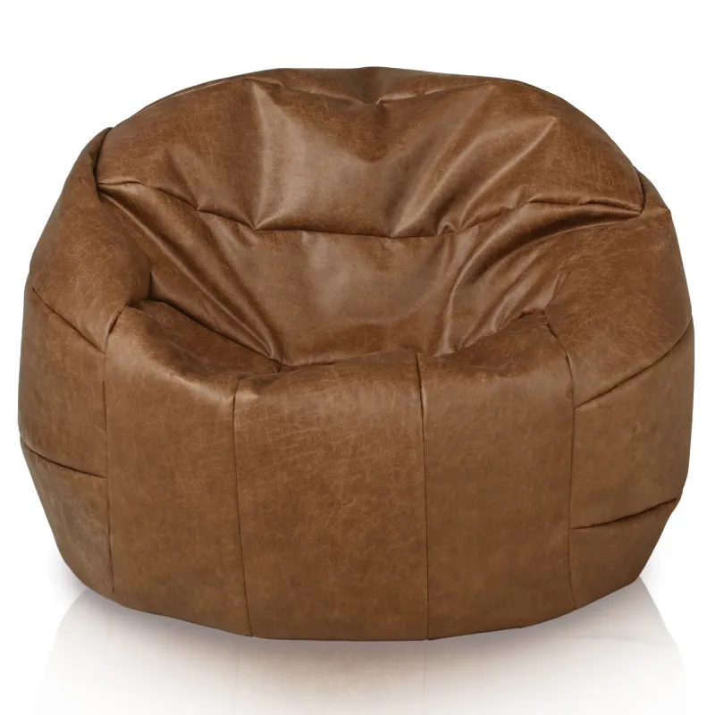 Marron Fauteuil Poire Pouf De Football - Cuir Naturel Premium – vue 2
