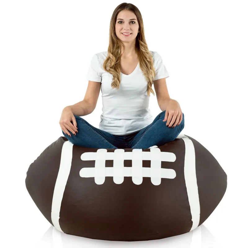 Pouf Fauteuil Marron Rugby - Simili-cuir – vue 3