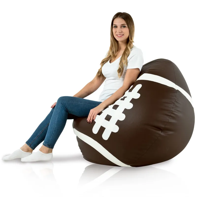 Pouf Fauteuil Marron Rugby - Simili-cuir – vue 4