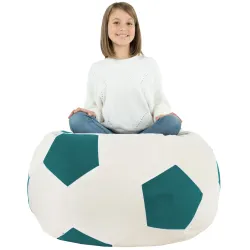 Confortable pouf de football bleu, parfait pour se détendre dans les salles de jeux pour enfants