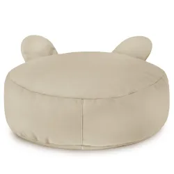 Repose-pieds élégant en velours couleur perle, parfait pour les salons et les chambres d'enfants