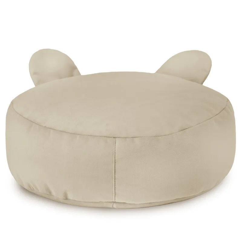 Repose-pieds élégant en velours couleur perle, parfait pour les salons et les chambres d'enfants