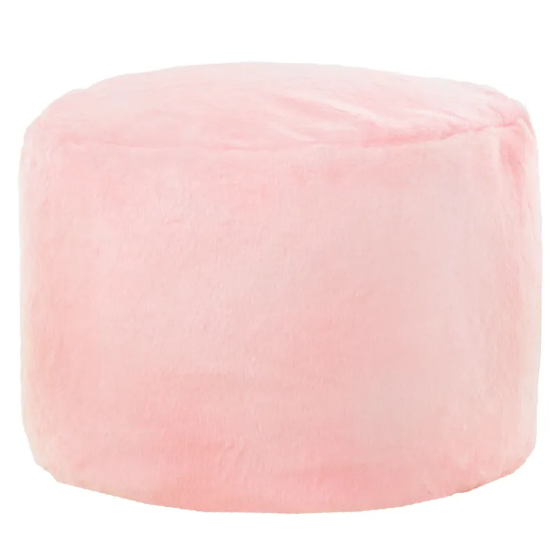 Pouf Rond Cylindre - Fausse Fourrure Yeti - Fausse Fourrure Yeti