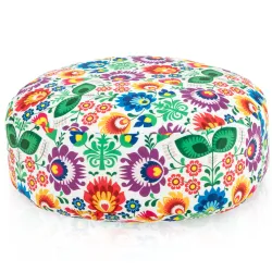 Pouf Repose-pieds Rond - Tissu Imprimé Premium