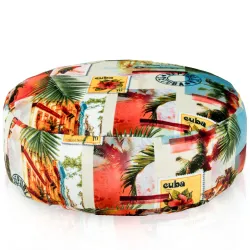 Pouf Repose-pieds Rond - Tissu Imprimé Premium
