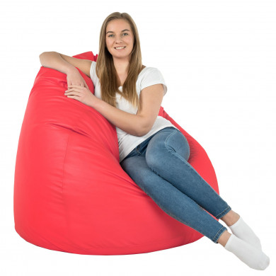 Pouf Poire Relax Similicuir Outdoor Rouge Happers