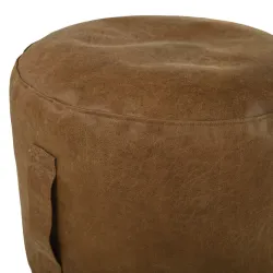 Pouf Rond Cylindre - Cuir Naturel Premium – vue 2