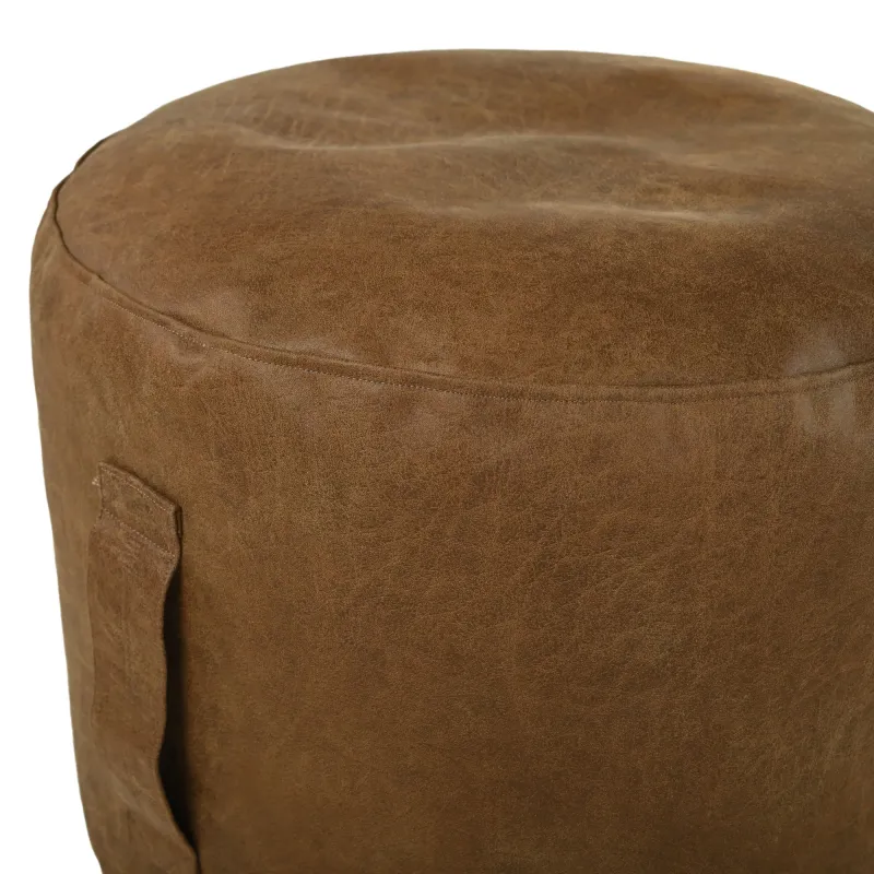 Pouf Rond Cylindre - Cuir Naturel Premium – vue 2