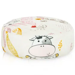 Pouf Repose-pieds Rond - Tissu Imprimé Premium