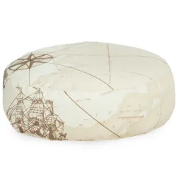 Pouf Repose-pieds Rond - Tissu Imprimé Premium