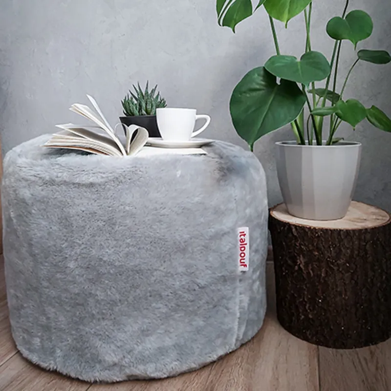 Pouf Rond Cylindre - Fausse Fourrure Yeti - Fausse Fourrure Yeti – vue 3