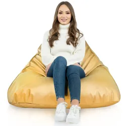 Texture douce et agréable, pouf poire doré pour un coin détente