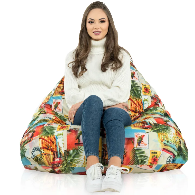 Pouf Poire de Sol XL Bermuda - Tissu Imprimé Premium – vue 69