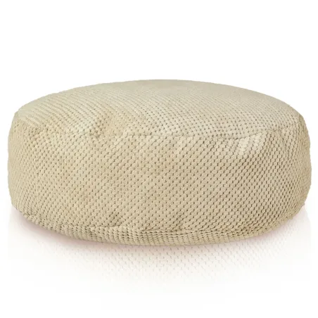 Repose-pieds Beige Dot en velours doux, parfait pour le confort du salon