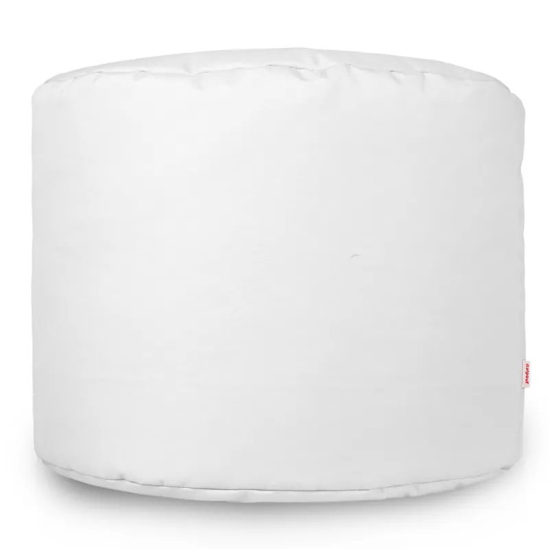Pouf cylindrique blanc, idéal pour une décoration extérieure moderne