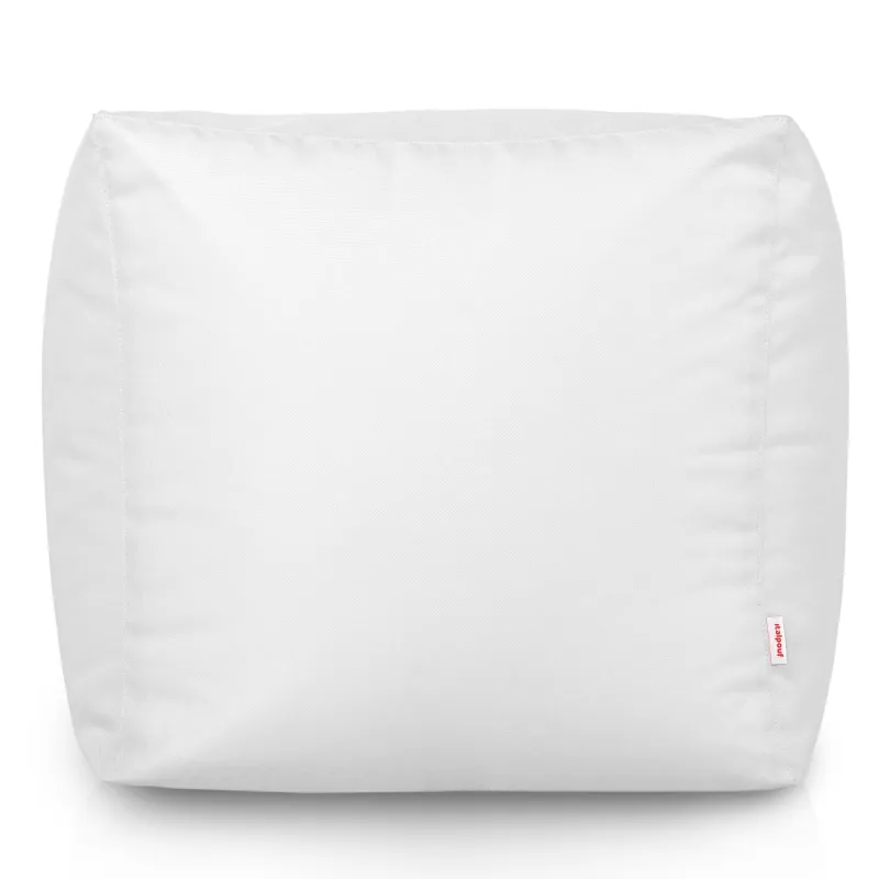 Pouf carré blanc polyvalent pour une utilisation intérieure et extérieure