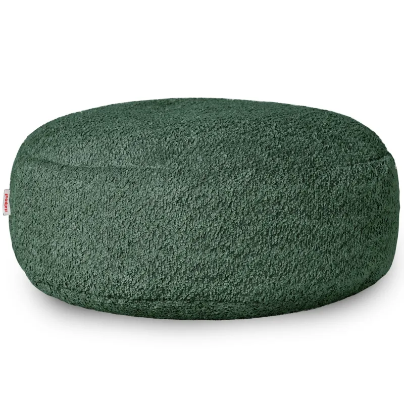 Pouf Repose-pieds Rond - Laine Bouclée