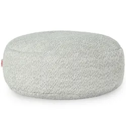 Pouf Repose-pieds Rond - Laine Bouclée