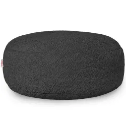 Pouf Repose-pieds Rond - Laine Bouclée