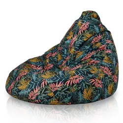 Pouf avec Dossier XXL Drop - Tissu Imprimé Premium