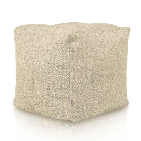 Beige pouf cube en tissu boucle pour un décor contemporain
