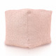 Rose poudré pouf cube boucle