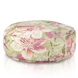 Pouf Repose-pieds Rond - Tissu Imprimé Premium
