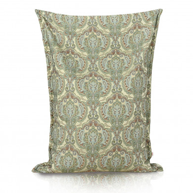 Ornement oriental vert sur tissu texturé pouf poire coussin