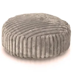 Pouf Repose-pieds Rond - Velours À Grosses Côtes Royal