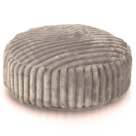 Pouf beige à rayures, repose-pieds élégant pour le salon