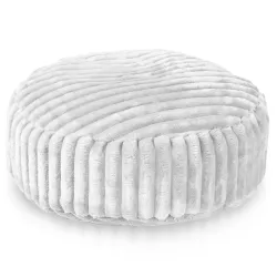 Pouf Repose-pieds Rond - Velours À Grosses Côtes Royal