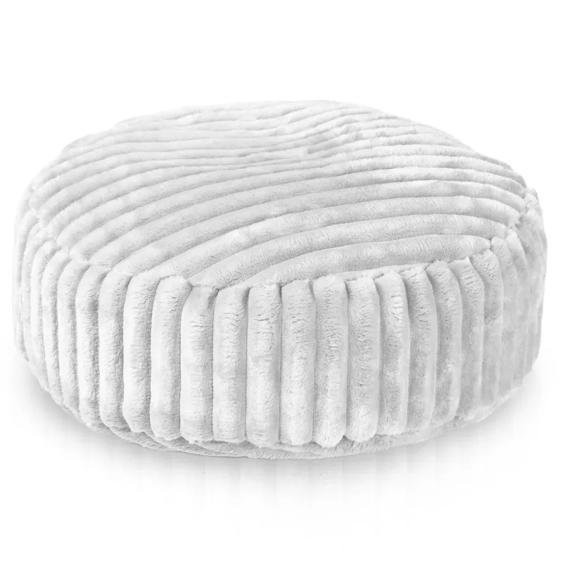 Pouf Repose-pieds Rond - Velours Côtelé Stripe
