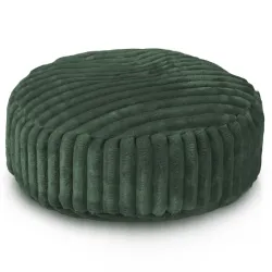 Pouf Repose-pieds Rond - Velours À Grosses Côtes Royal