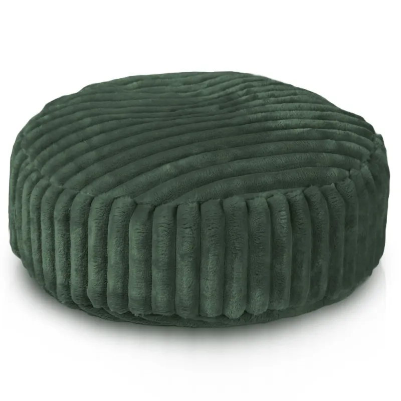 Pouf Repose-pieds Rond - Velours Côtelé Stripe