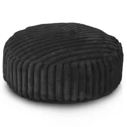 Pouf Repose-pieds Rond - Velours À Grosses Côtes Royal