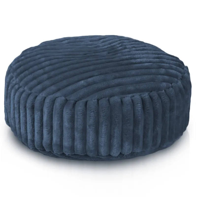 Pouf Repose-pieds Rond - Velours Côtelé Stripe