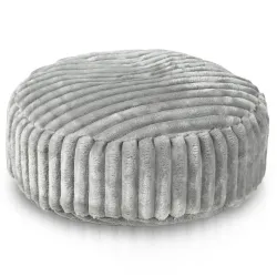 Pouf Repose-pieds Rond - Velours À Grosses Côtes Royal
